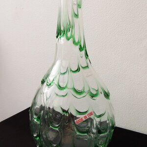 NEW YEARS GIVE AWAY SALE! Vintage Murano Handblown Vase, Clear and Emerald Green